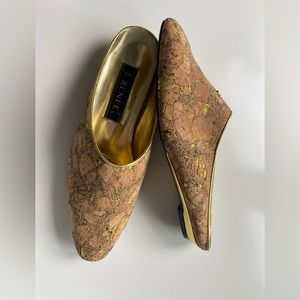 J RENEE Cork Mules with Gold Accents in Size 7.5 M